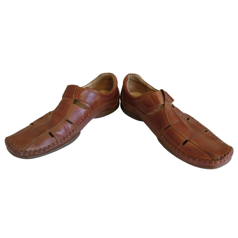 Pikolinos Mens‎ Tan Leather Fisherman Sandals EU 42 US 9 Whipstitch Loafers